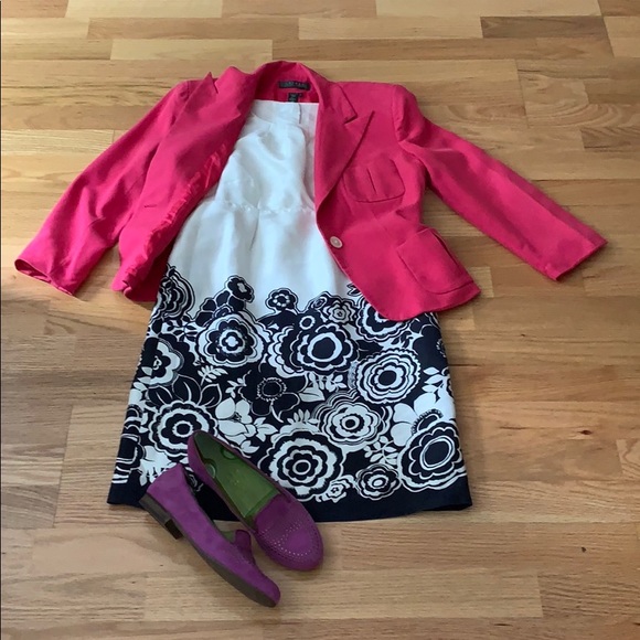 Banana Republic silk dress Floral B&W - Picture 2 of 8